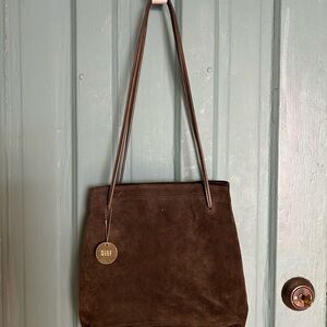 Vintage 90s Nine West Brown Suede Crossbody Bag
